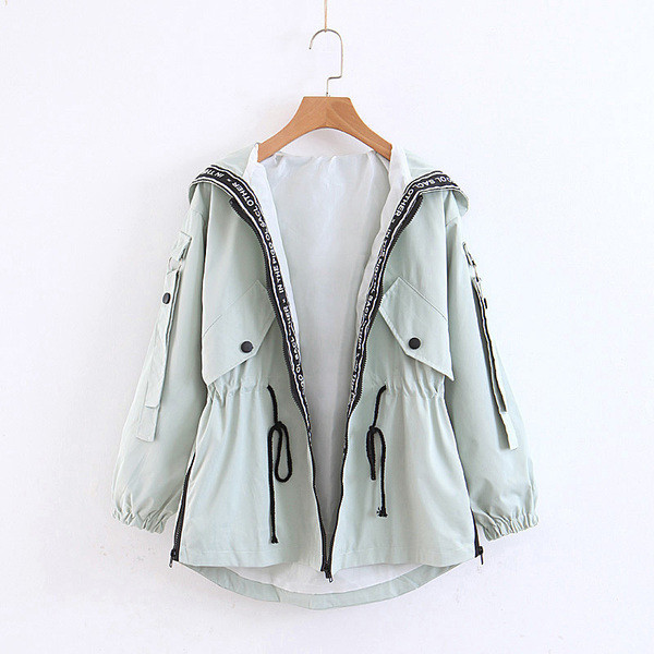 Μοντέρνο γυναικείο μπουφάν για το φθινόπωρο με κορδόνια  και φερμουάρ σε διάφορα χρώματα