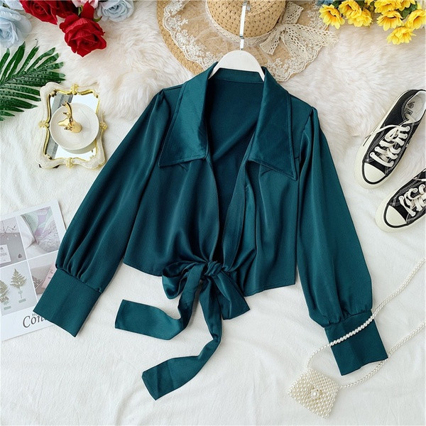 Cămașă de damă cu panglică în față în mai multe culori