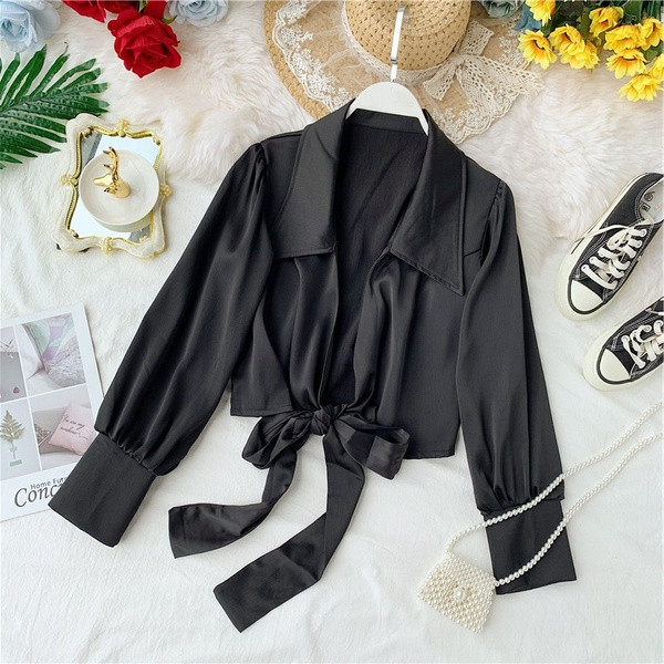 Cămașă de damă cu panglică în față în mai multe culori