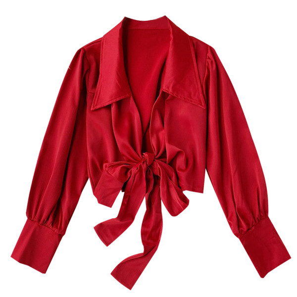 Cămașă de damă cu panglică în față în mai multe culori