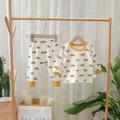 Nou model de pijamale pentru copii pentru baieti in bej si galben