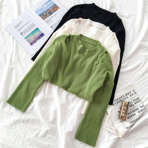 Modern női pulóver három színben O-nyakkal