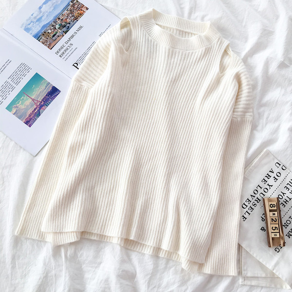 Modern női pulóver három színben O-nyakkal