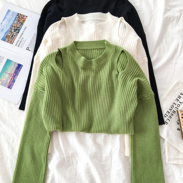 Modern női pulóver három színben O-nyakkal