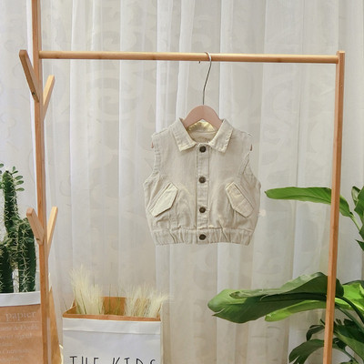 Νέο μοντέλο τζιν γιλέκο για αγόρια με κουμπιά και κλασικό γιακά σε διάφορα χρώματα