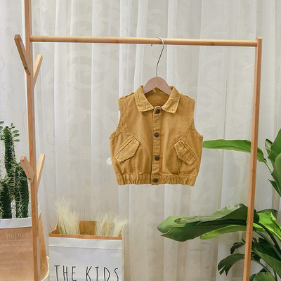 Νέο μοντέλο τζιν γιλέκο για αγόρια με κουμπιά και κλασικό γιακά σε διάφορα χρώματα