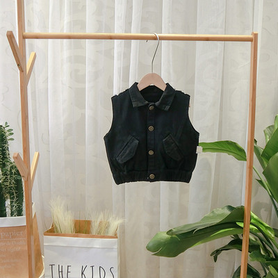 Νέο μοντέλο τζιν γιλέκο για αγόρια με κουμπιά και κλασικό γιακά σε διάφορα χρώματα