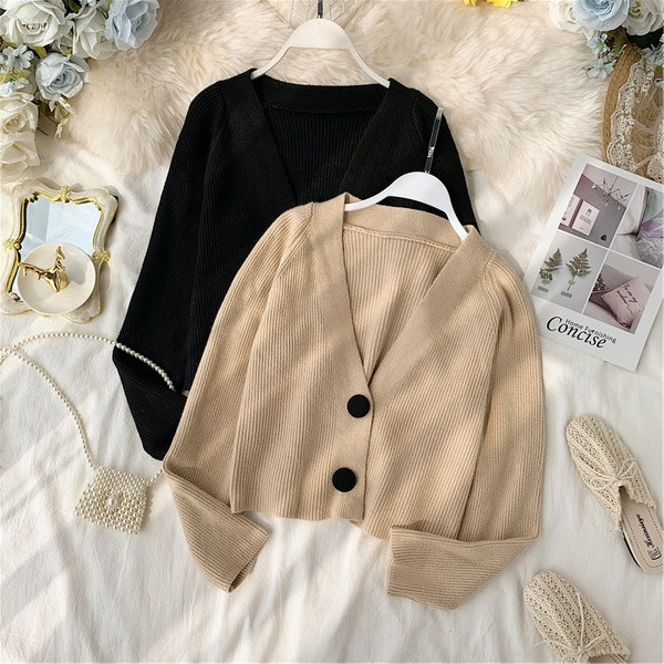 Cardigan de dama cu nasturi in negru, bej si gri