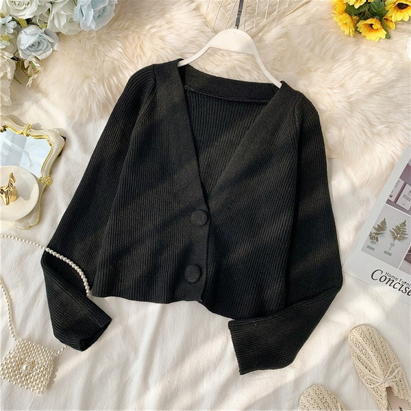 Cardigan de dama cu nasturi in negru, bej si gri