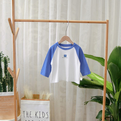 Μοντέρνα παιδική  μπλούζα με O-λαιμό και εφαρμογή - διάφορα χρώματα