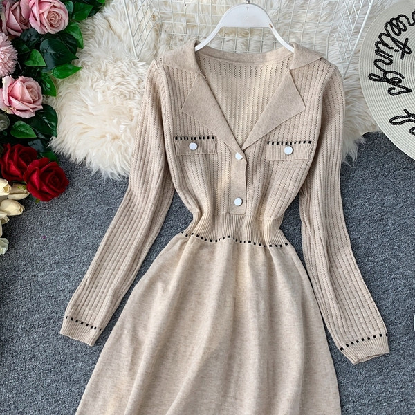 Rochie de iarna de dama cu maneca lunga croiala model in mai multe culori