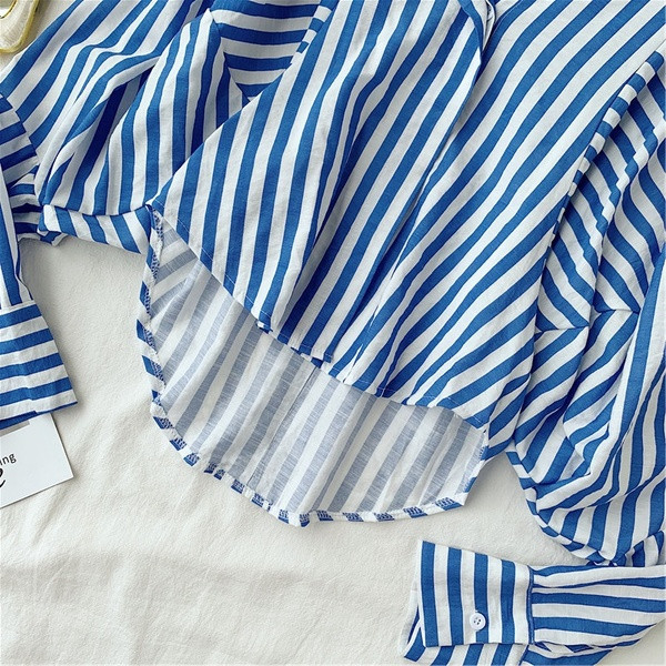 Cămașă cu dungi de damă în roșu și albastru