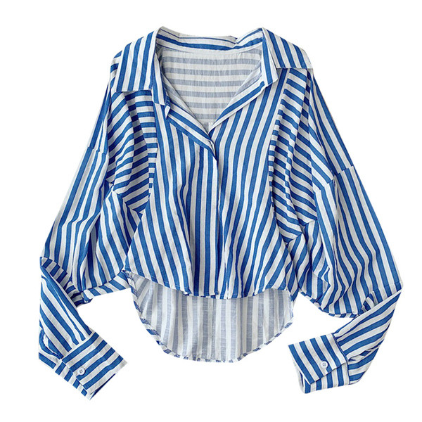 Cămașă cu dungi de damă în roșu și albastru