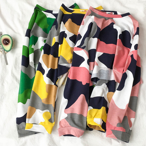 Bluza de dama de camuflaj in trei culori model lat