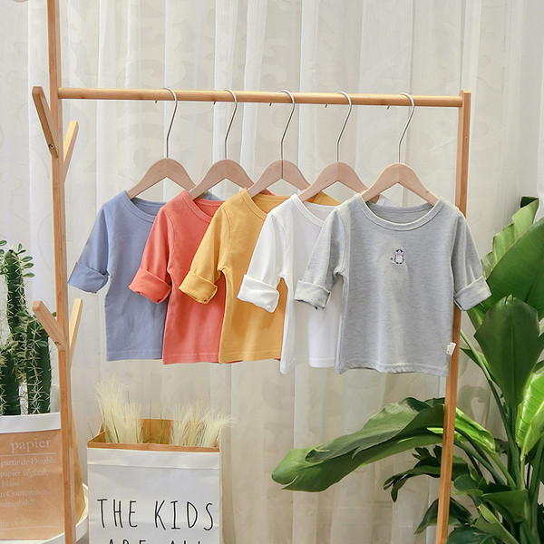 Ежедневна детска блуза с О-образно деколте с бродерия в няколко цвята