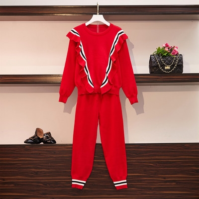 Φθινοπωρινό γυναικείο σετ  σε μαύρο, κόκκινο και μπλε χρώμα