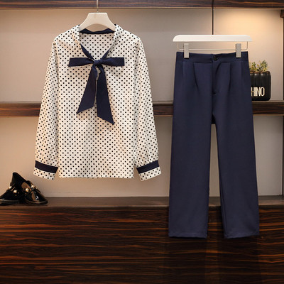 Κομψό γυναικείο σύνολο που περιλαμβάνει πουκάμισο και παντελόνι μέχρι 5XL