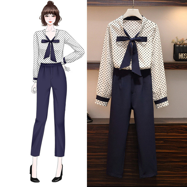 Κομψό γυναικείο σύνολο που περιλαμβάνει πουκάμισο και παντελόνι μέχρι 5XL