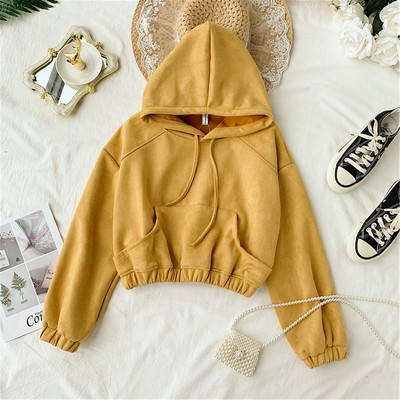 Γυναικείο αθλητικό μπλουζάκι με κουκούλα - κοντό μοντέλο