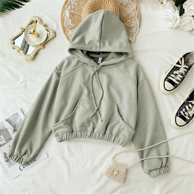 Γυναικείο αθλητικό μπλουζάκι με κουκούλα - κοντό μοντέλο