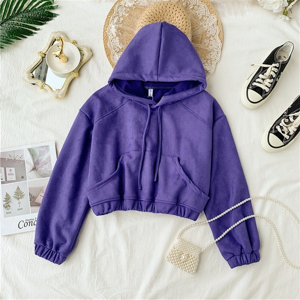 Γυναικείο αθλητικό μπλουζάκι με κουκούλα - κοντό μοντέλο