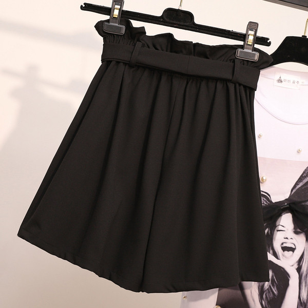 Női rövidnadrág magas derékkal, 6XL méretig fekete színben