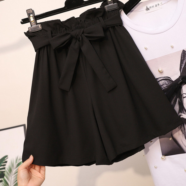 Női rövidnadrág magas derékkal, 6XL méretig fekete színben