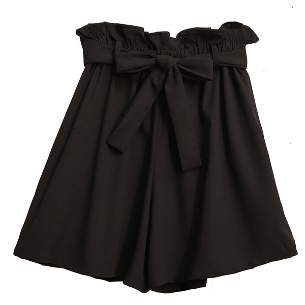 Női rövidnadrág magas derékkal, 6XL méretig fekete színben