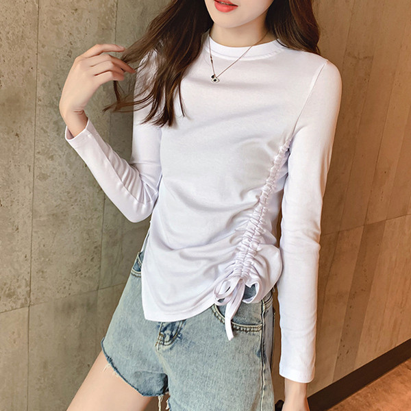 Γυναικεία μπλούζα σε τρία χρώματα με κορδόνια