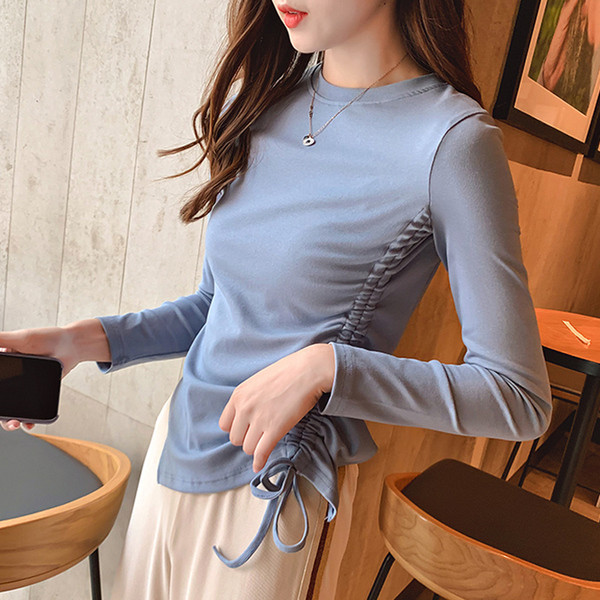 Γυναικεία μπλούζα σε τρία χρώματα με κορδόνια