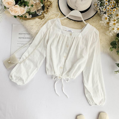 Casual γυναικείο πουκάμισο με κουμπιά και κορδόνια σε διάφορα χρώματα