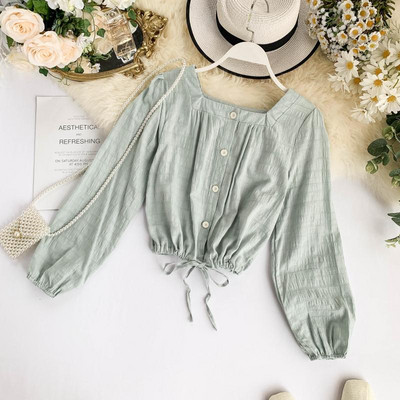 Casual γυναικείο πουκάμισο με κουμπιά και κορδόνια σε διάφορα χρώματα