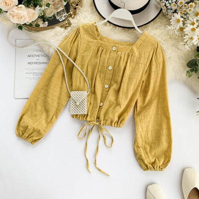 Casual γυναικείο πουκάμισο με κουμπιά και κορδόνια σε διάφορα χρώματα