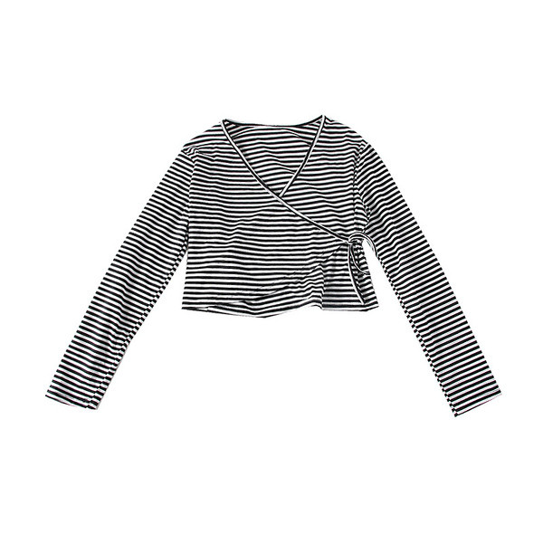 Bluză casual de damă în dungi cu decolteu spitz