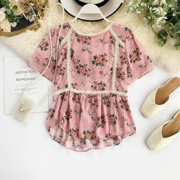 Κομψή γυναικεία μπλούζα με floral σχέδια σε διάφορα χρώματα