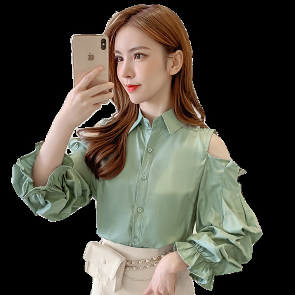 Μοντέρνο γυναικείο πουκάμισο σε τρία χρώματα με γυμνούς ώμους