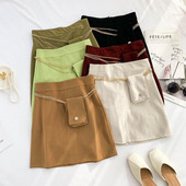 Rövid női szoknya magas derékkal, hat színben