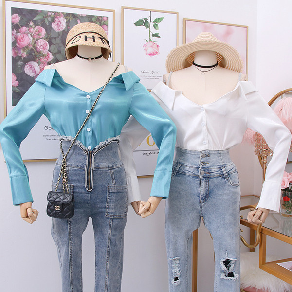 Νέο μοντέλο κομψό πουκάμισο με κουμπιά σε τρία χρώματα