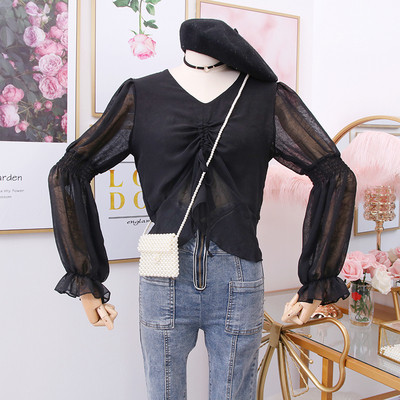 Μοντέρνα  γυναικεία μπλούζα με λαιμόκοψη και δεσμούς σε διάφορα χρώματα