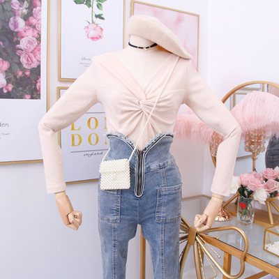 Κομψή  μπλούζα γυναικών με λαιμόκοψη σε διάφορα χρώματα