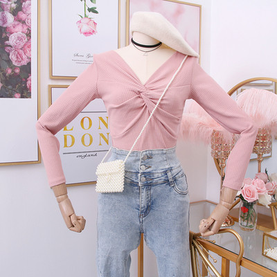 Κομψή  μπλούζα γυναικών με λαιμόκοψη σε διάφορα χρώματα