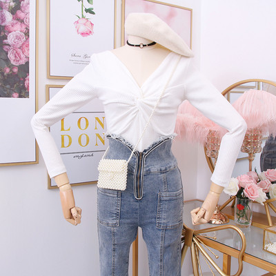 Κομψή  μπλούζα γυναικών με λαιμόκοψη σε διάφορα χρώματα