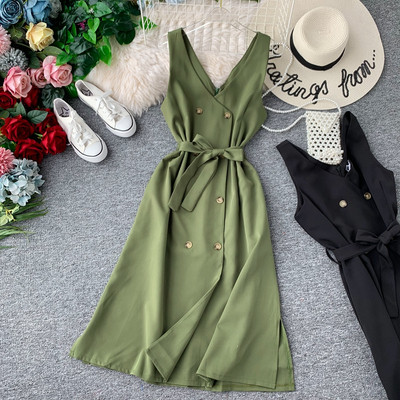 Gombos női ruha - hosszú modell több színben