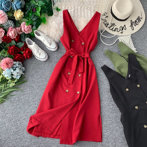 Gombos női ruha - hosszú modell több színben