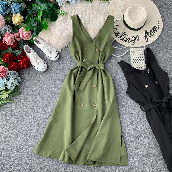 Gombos női ruha - hosszú modell több színben