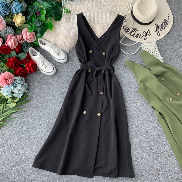 Gombos női ruha - hosszú modell több színben