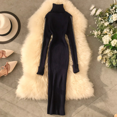 Χειμερινό  γυναικείο φόρεμα ν με ψηλό γιακά σε διάφορα χρώματα