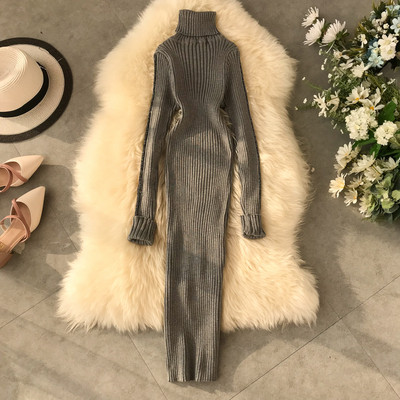 Χειμερινό  γυναικείο φόρεμα ν με ψηλό γιακά σε διάφορα χρώματα