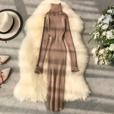 Χειμερινό  γυναικείο φόρεμα ν με ψηλό γιακά σε διάφορα χρώματα