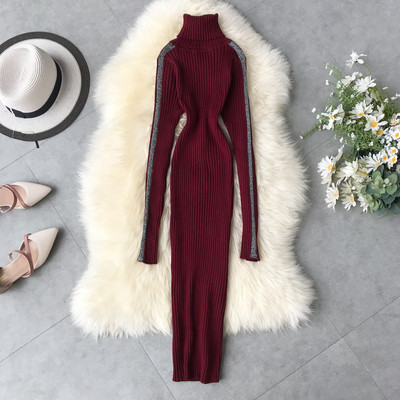 Χειμερινό  γυναικείο φόρεμα ν με ψηλό γιακά σε διάφορα χρώματα